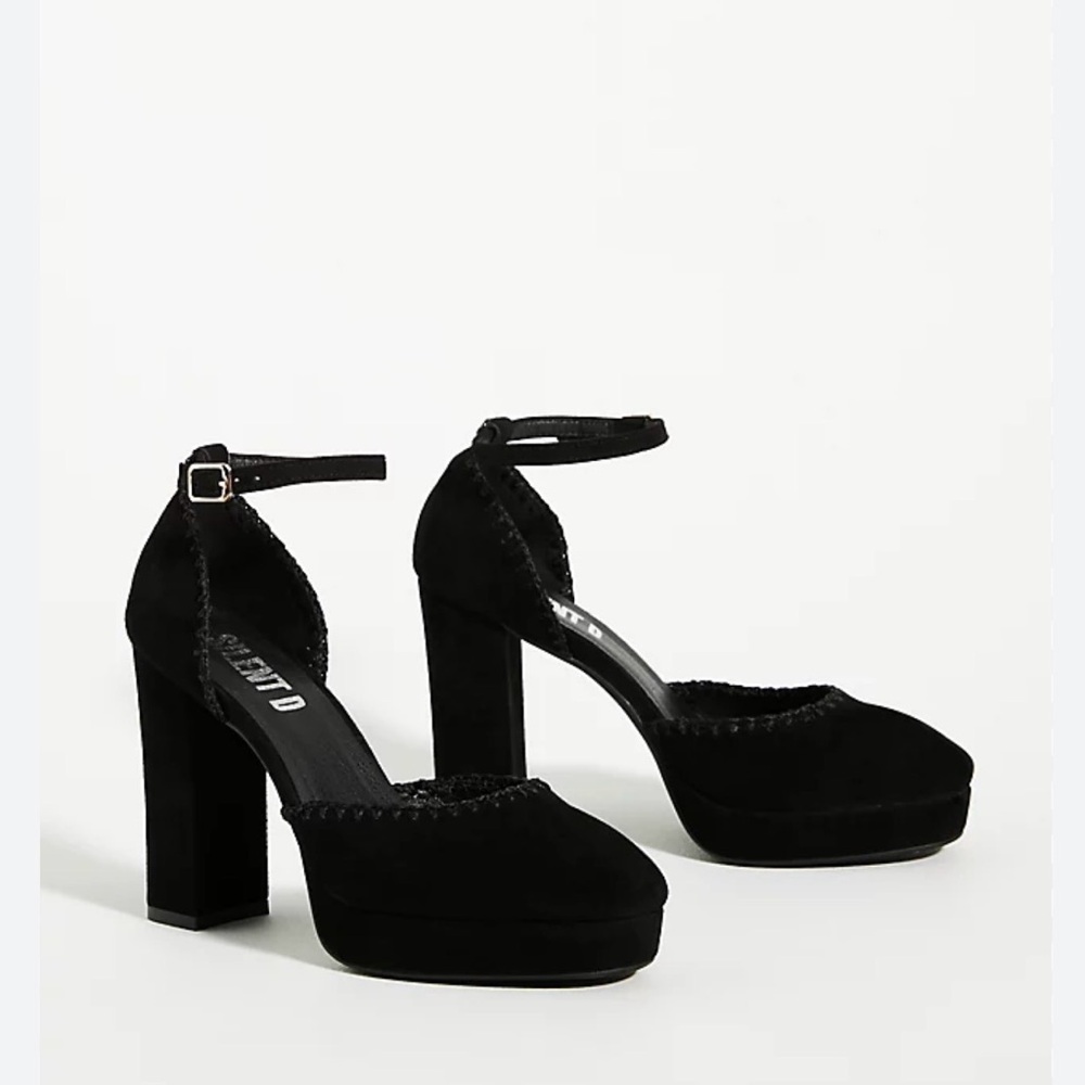 Anthropologie Black Chunky Heel Shoes